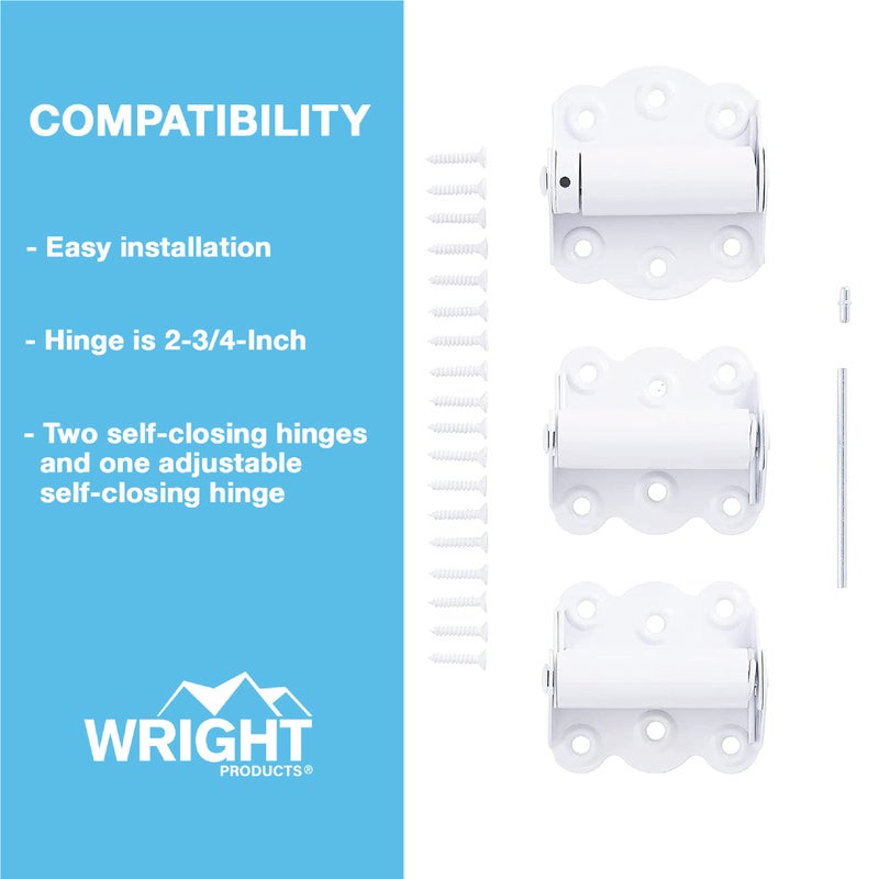Wright Products V226WH Spring Loaded Door 2PK Self Closing Hinge, White - Image 5